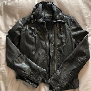 AllSaints Women’s Black Belvedere Leather Jacket